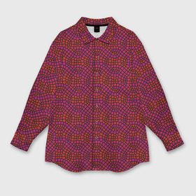 Мужская рубашка oversize 3D с принтом Витражный паттерн оттенков красного в Тюмени,  |  | Тематика изображения на принте: 