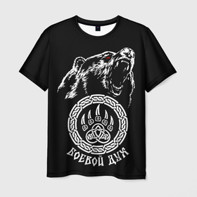 Мужская футболка 3D с принтом Медведь воин   боевой дух в Курске, 100% полиэфир | прямой крой, круглый вырез горловины, длина до линии бедер | 