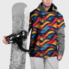 Накидка на куртку 3D с принтом Разноцветные полосы волны в Белгороде, 100% полиэстер |  | Тематика изображения на принте: 
