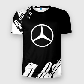 Мужская футболка 3D Slim с принтом Mercedes benz краски спорт , 100% полиэстер с улучшенными характеристиками | приталенный силуэт, круглая горловина, широкие плечи, сужается к линии бедра | 