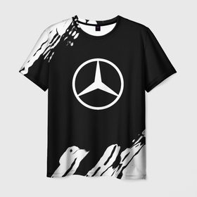 Мужская футболка 3D с принтом Mercedes benz краски спорт в Курске, 100% полиэфир | прямой крой, круглый вырез горловины, длина до линии бедер | 