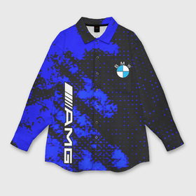 Мужская рубашка oversize 3D с принтом BMW sport amg colors blue в Курске,  |  | 