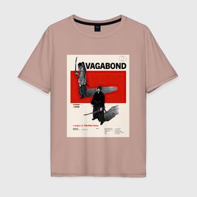 Мужская футболка хлопок Oversize с принтом Бродяга и его тень в Петрозаводске, 100% хлопок | свободный крой, круглый ворот, “спинка” длиннее передней части | 