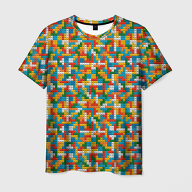 Мужская футболка 3D с принтом Плитки тетриса в Курске, 100% полиэфир | прямой крой, круглый вырез горловины, длина до линии бедер | 