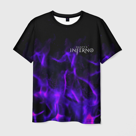 Мужская футболка 3D с принтом Dantes Inferno flame neon в Белгороде, 100% полиэфир | прямой крой, круглый вырез горловины, длина до линии бедер | 