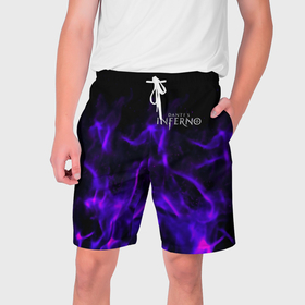 Мужские шорты 3D с принтом Dantes Inferno flame neon в Белгороде,  полиэстер 100% | прямой крой, два кармана без застежек по бокам. Мягкая трикотажная резинка на поясе, внутри которой широкие завязки. Длина чуть выше колен | 