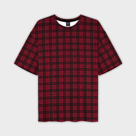 Мужская футболка oversize 3D с принтом Тёмно красный в шотландском стиле ,  |  | 