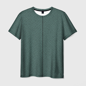 Мужская футболка 3D с принтом Строгий зелёный в полоску в Кировске, 100% полиэфир | прямой крой, круглый вырез горловины, длина до линии бедер | 