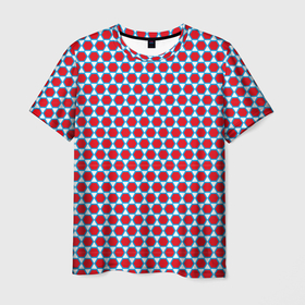 Мужская футболка 3D с принтом Вишнёвый многогранник , 100% полиэфир | прямой крой, круглый вырез горловины, длина до линии бедер | 