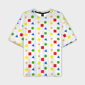 Мужская футболка oversize 3D с принтом Разноцветные геометрические фигурки в Тюмени,  |  | Тематика изображения на принте: 