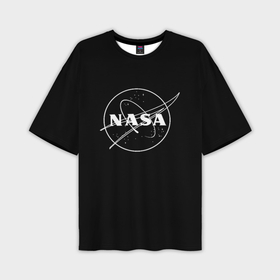 Мужская футболка oversize 3D с принтом NASA белое лого в Новосибирске,  |  | 