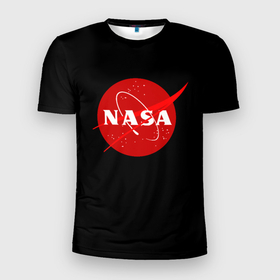 Мужская футболка 3D Slim с принтом NASA redlogo space usa , 100% полиэстер с улучшенными характеристиками | приталенный силуэт, круглая горловина, широкие плечи, сужается к линии бедра | 