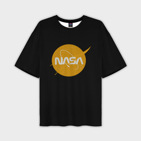Мужская футболка oversize 3D с принтом NASA yellow logo в Новосибирске,  |  | 