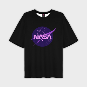 Мужская футболка oversize 3D с принтом NASA neon space ,  |  | 