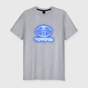 Мужская футболка хлопок Slim с принтом Toyota neon в Екатеринбурге, 92% хлопок, 8% лайкра | приталенный силуэт, круглый вырез ворота, длина до линии бедра, короткий рукав | Тематика изображения на принте: 