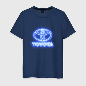 Мужская футболка хлопок с принтом Toyota neon , 100% хлопок | прямой крой, круглый вырез горловины, длина до линии бедер, слегка спущенное плечо. | 