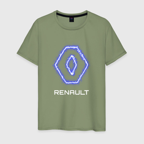 Мужская футболка хлопок с принтом Renault neon в Кировске, 100% хлопок | прямой крой, круглый вырез горловины, длина до линии бедер, слегка спущенное плечо. | Тематика изображения на принте: 