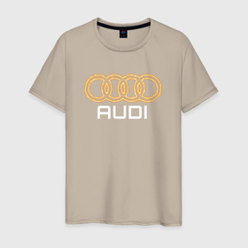 Мужская футболка хлопок с принтом Audi fire в Санкт-Петербурге, 100% хлопок | прямой крой, круглый вырез горловины, длина до линии бедер, слегка спущенное плечо. | 