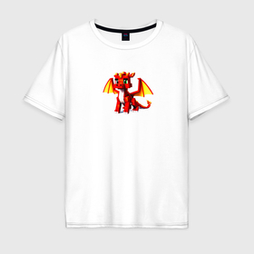 Мужская футболка хлопок Oversize с принтом Дракон маленький в стиле майнкрафт в Кировске, 100% хлопок | свободный крой, круглый ворот, “спинка” длиннее передней части | 