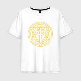 Мужская футболка хлопок Oversize с принтом Jadas Priest   Invincible Shield в Кировске, 100% хлопок | свободный крой, круглый ворот, “спинка” длиннее передней части | 