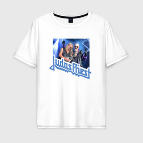 Мужская футболка хлопок Oversize с принтом Rob and Richi   Judas Priest в Санкт-Петербурге, 100% хлопок | свободный крой, круглый ворот, “спинка” длиннее передней части | 