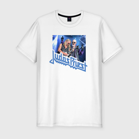 Мужская футболка хлопок Slim с принтом Rob and Richi   Judas Priest в Санкт-Петербурге, 92% хлопок, 8% лайкра | приталенный силуэт, круглый вырез ворота, длина до линии бедра, короткий рукав | Тематика изображения на принте: 