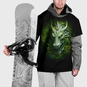 Накидка на куртку 3D с принтом Зеленый древесный дракон в зарослях , 100% полиэстер |  | 