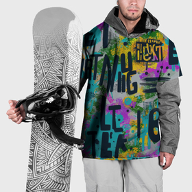 Накидка на куртку 3D с принтом Загадочный абстрактный текст на ярком фоне в Новосибирске, 100% полиэстер |  | 