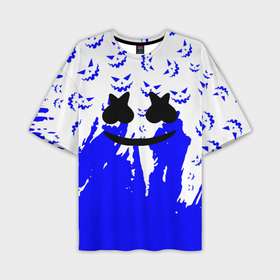 Мужская футболка oversize 3D с принтом Marshmello dj blue pattern music band в Курске,  |  | Тематика изображения на принте: 