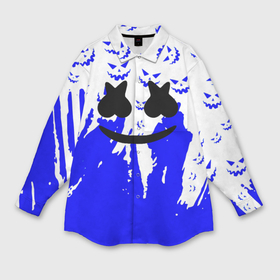 Мужская рубашка oversize 3D с принтом Marshmello dj blue pattern music band в Курске,  |  | Тематика изображения на принте: 