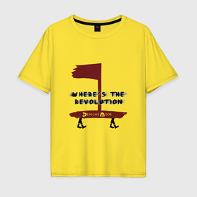 Мужская футболка хлопок Oversize с принтом Depeche Mode   Revolution flag в Курске, 100% хлопок | свободный крой, круглый ворот, “спинка” длиннее передней части | 