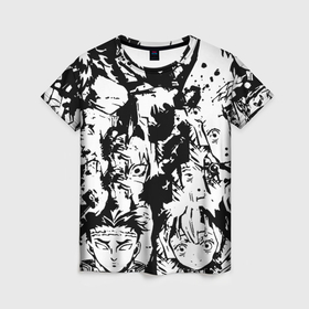 Женская футболка 3D с принтом Истребитель демонов черно белый постер в Екатеринбурге, 100% полиэфир ( синтетическое хлопкоподобное полотно) | прямой крой, круглый вырез горловины, длина до линии бедер | 