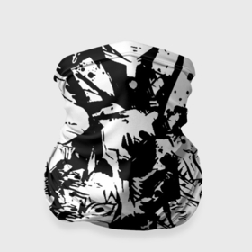 Бандана-труба 3D с принтом Истребитель демонов черно белый постер в Кировске, 100% полиэстер, ткань с особыми свойствами — Activecool | плотность 150‒180 г/м2; хорошо тянется, но сохраняет форму | 