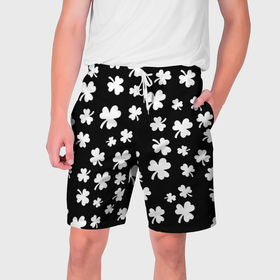 Мужские шорты 3D с принтом Black clover pattern anime в Тюмени,  полиэстер 100% | прямой крой, два кармана без застежек по бокам. Мягкая трикотажная резинка на поясе, внутри которой широкие завязки. Длина чуть выше колен | 