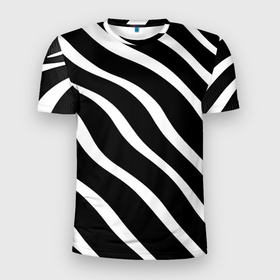 Мужская футболка 3D Slim с принтом Зебра полосы в Тюмени, 100% полиэстер с улучшенными характеристиками | приталенный силуэт, круглая горловина, широкие плечи, сужается к линии бедра | 