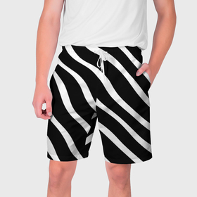 Мужские шорты 3D с принтом Зебра полосы в Тюмени,  полиэстер 100% | прямой крой, два кармана без застежек по бокам. Мягкая трикотажная резинка на поясе, внутри которой широкие завязки. Длина чуть выше колен | 