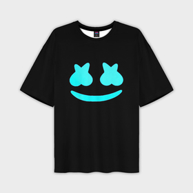 Мужская футболка oversize 3D с принтом Маршмеллоу голубое лого в Курске,  |  | Тематика изображения на принте: 