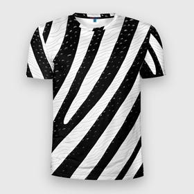 Мужская футболка 3D Slim с принтом Зебра под дождем в Тюмени, 100% полиэстер с улучшенными характеристиками | приталенный силуэт, круглая горловина, широкие плечи, сужается к линии бедра | Тематика изображения на принте: 