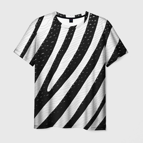 Мужская футболка 3D с принтом Зебра под дождем в Тюмени, 100% полиэфир | прямой крой, круглый вырез горловины, длина до линии бедер | 