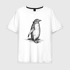 Мужская футболка хлопок Oversize с принтом Императорский пингвиненок в Кировске, 100% хлопок | свободный крой, круглый ворот, “спинка” длиннее передней части | Тематика изображения на принте: 
