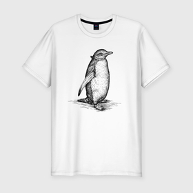 Мужская футболка хлопок Slim с принтом Императорский пингвиненок в Екатеринбурге, 92% хлопок, 8% лайкра | приталенный силуэт, круглый вырез ворота, длина до линии бедра, короткий рукав | 
