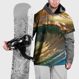 Накидка на куртку 3D с принтом Перламутровые блестящие волны радужных цветов , 100% полиэстер |  | 