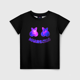 Детская футболка 3D с принтом Маршмелло клубная музыка в Белгороде, 100% гипоаллергенный полиэфир | прямой крой, круглый вырез горловины, длина до линии бедер, чуть спущенное плечо, ткань немного тянется | Тематика изображения на принте: 