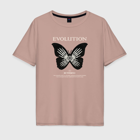 Мужская футболка хлопок Oversize с принтом Бабочка evolution в Кировске, 100% хлопок | свободный крой, круглый ворот, “спинка” длиннее передней части | 