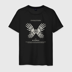 Мужская футболка хлопок с принтом Бабочка evolution в Санкт-Петербурге, 100% хлопок | прямой крой, круглый вырез горловины, длина до линии бедер, слегка спущенное плечо. | 