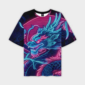 Мужская футболка oversize 3D с принтом Свирепый японский дракон   ирезуми в Белгороде,  |  | 