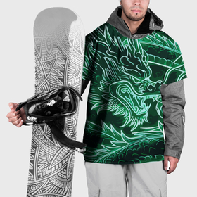 Накидка на куртку 3D с принтом Неоновый дракон   ирезуми в Санкт-Петербурге, 100% полиэстер |  | 