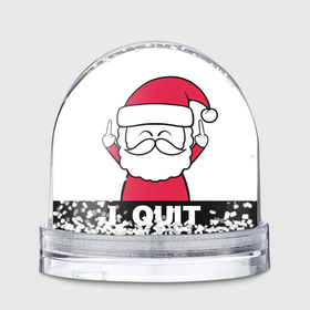 Игрушка Снежный шар с принтом Дед мороз i quit в Санкт-Петербурге, Пластик | Изображение внутри шара печатается на глянцевой фотобумаге с двух сторон | 