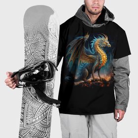 Накидка на куртку 3D с принтом Сказочный дракон на скале в Курске, 100% полиэстер |  | 