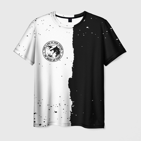 Мужская футболка 3D с принтом Ведьмак лого черно белые в Курске, 100% полиэфир | прямой крой, круглый вырез горловины, длина до линии бедер | 